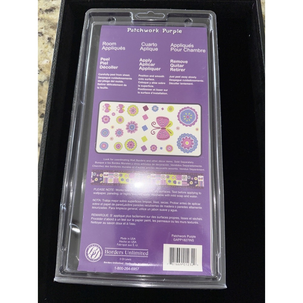 Patchwork Purple flowers&Butterfly Peel‎ & Stick Mural Stickers Brand New 5460